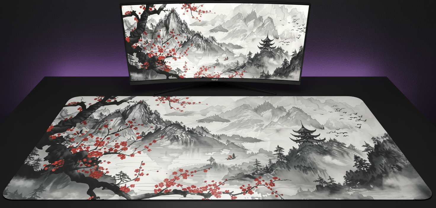 Cherry Blossom on White Deskmat (XL)