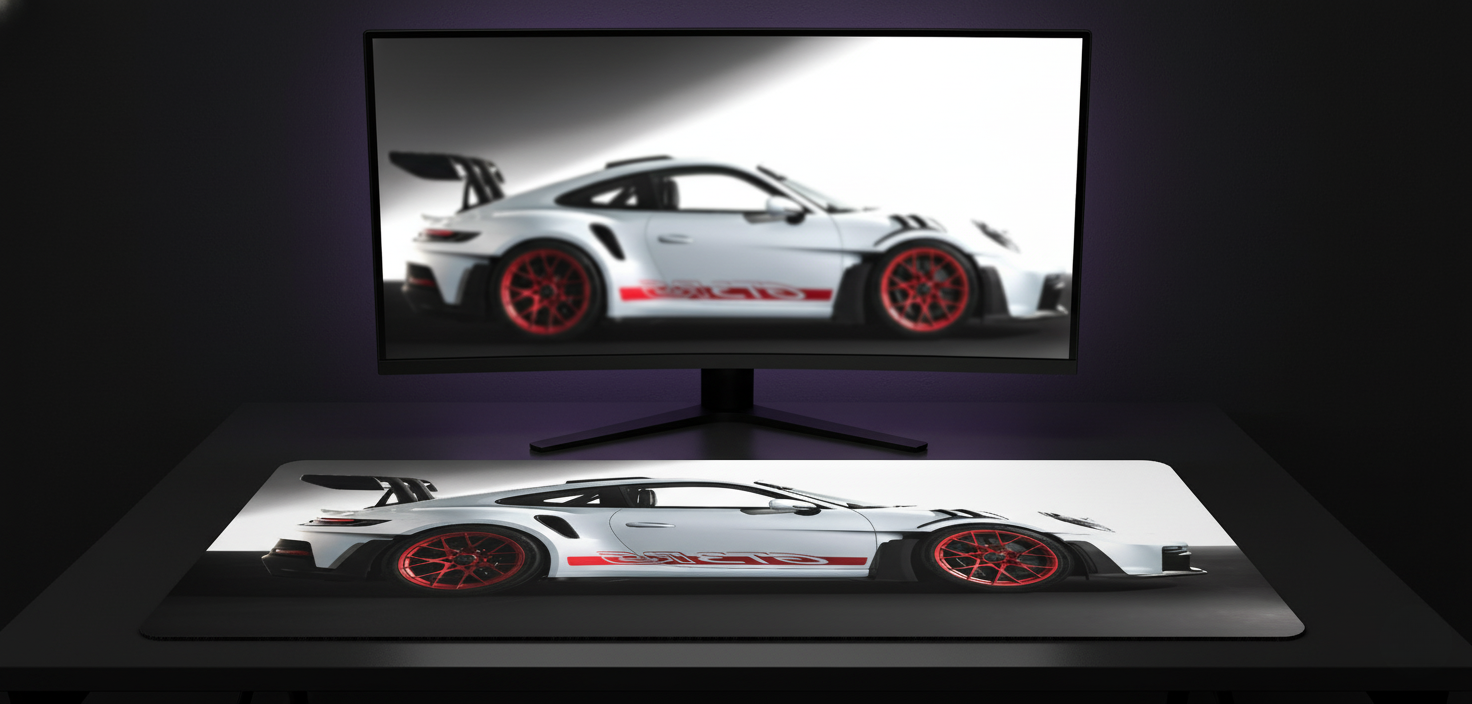 Cherry on White 911 GT3 RS Deskmat (XL)