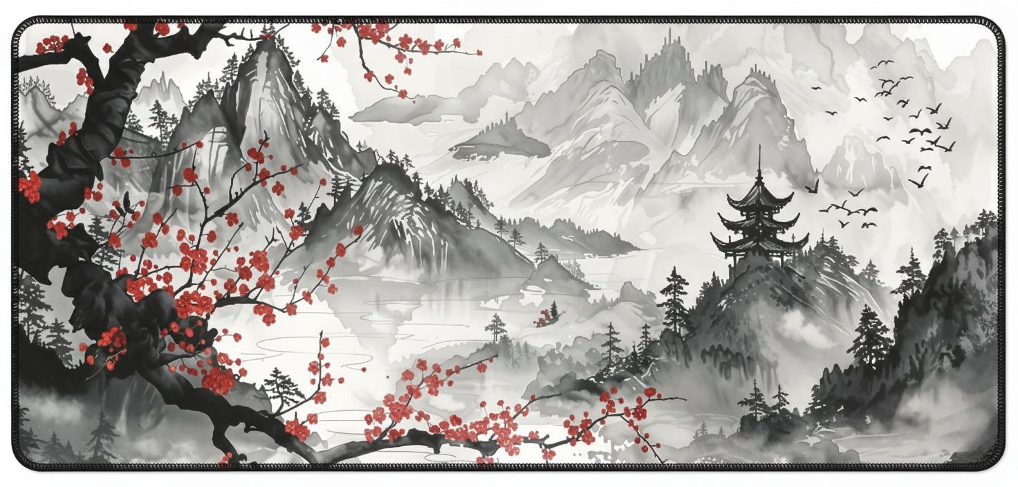 Cherry Blossom on White Deskmat (XL)