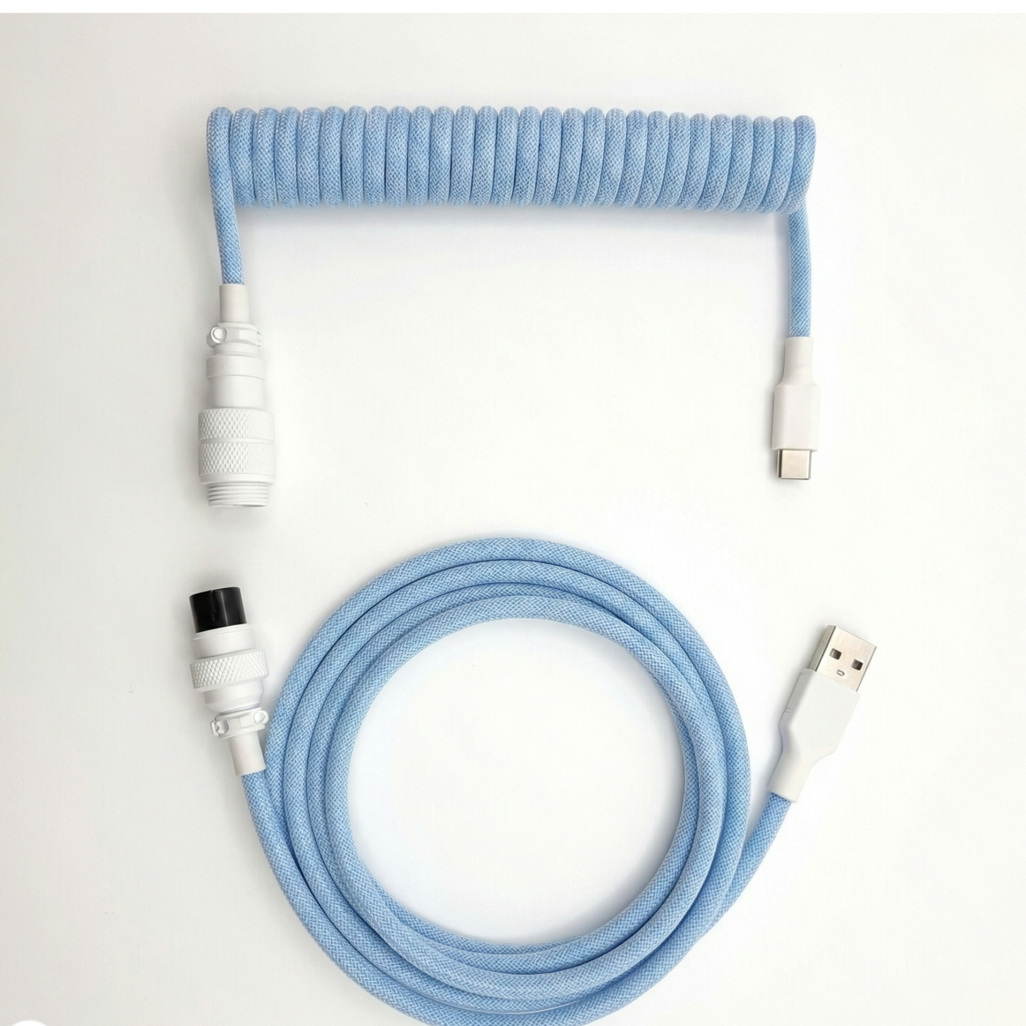 Marsh Gaming Premium Custom Coiled Cable for Mechanical Keyboards | Reddish Black with Black Aviator Connectors