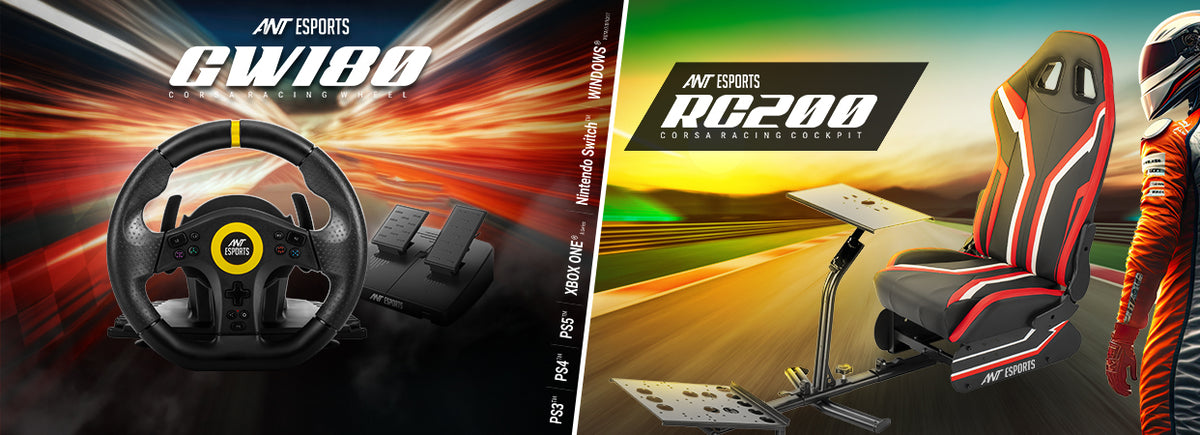 Motorized Wheel Racing Ant Esports launches GW180 Corsa racing wheel and RC200 racing cockpit