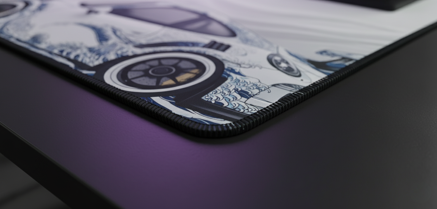 Porsche 911 Kanagwa Blue on White Deskmat (XL)