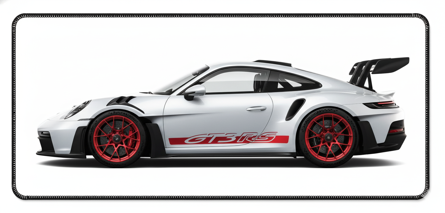 Cherry on White 911 GT3 RS Deskmat (XL)