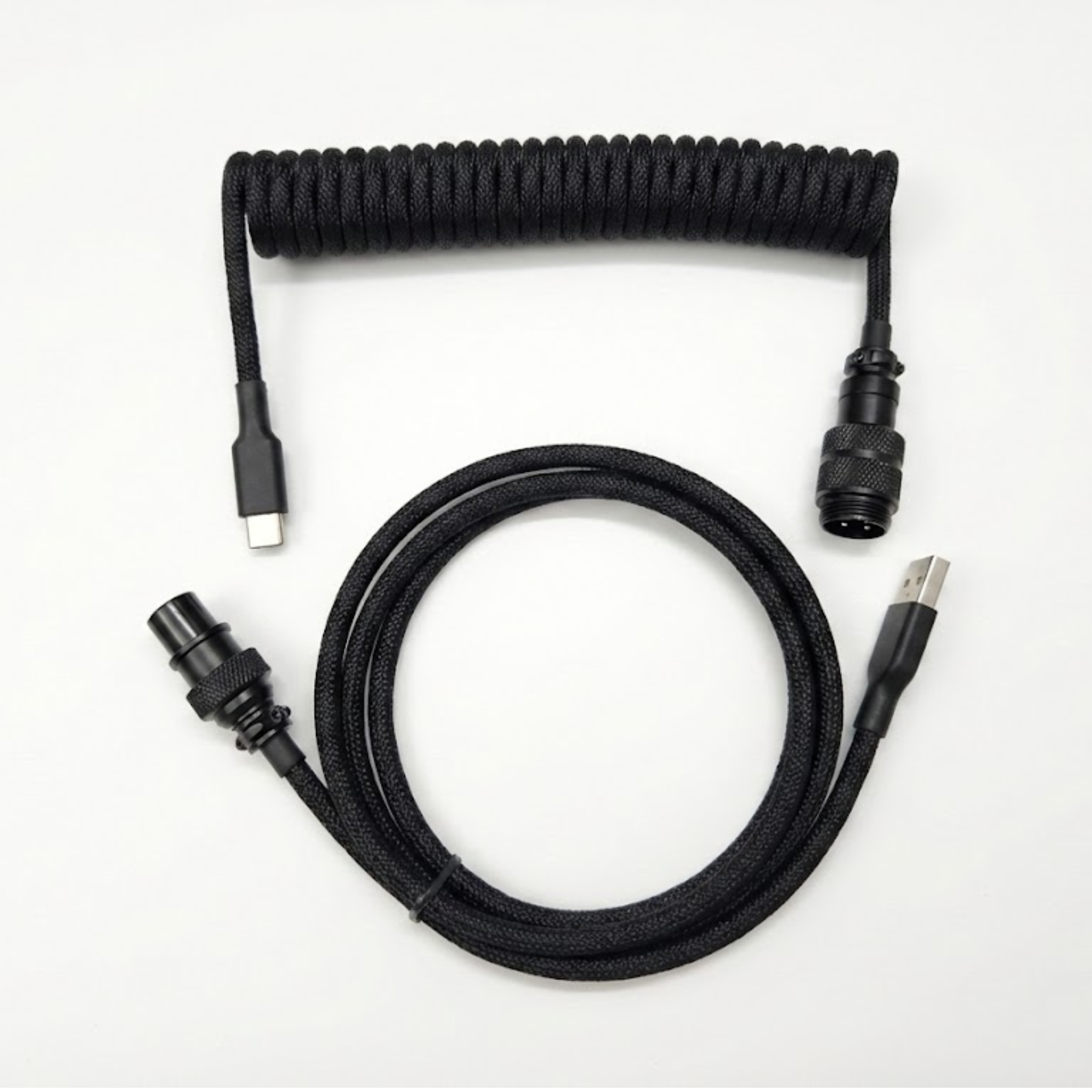 Marsh Gaming Premium Custom Coiled Cable for Mechanical Keyboards | Salmon Pink with Gray Aviator Connectors